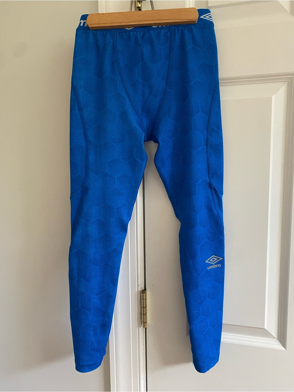 Umbro Kids Royal Blue Hex-Pattern Leggings, Sz 8-10